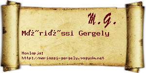 Máriássi Gergely névjegykártya